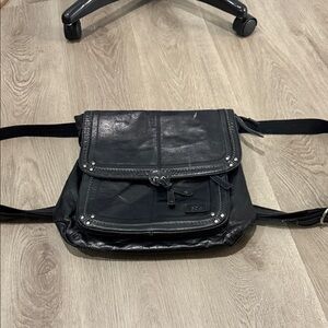 The Sak Black Leather Messenger Bag
